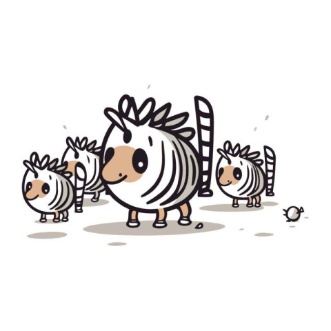 Zebra family vector illustration. Cute cartoon zebra family.