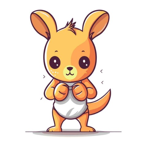 Cute kangaroo cartoon character. Vector illustration of a cute k