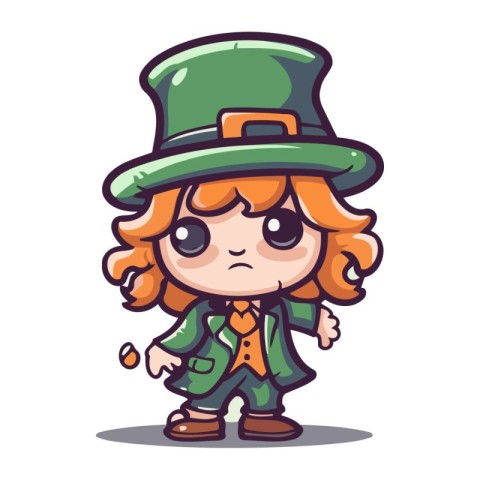 Leprechaun girl cartoon character. Cute vector illustration