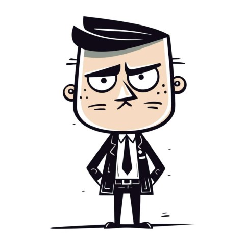 Angry Businessman Cartoon Mascot Character Vector Illustration.