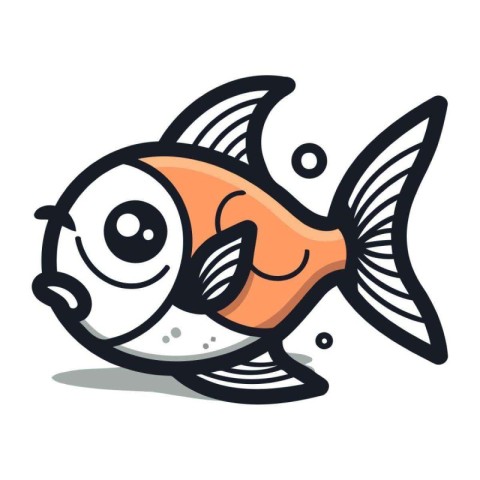 Cartoon goldfish. Vector illustration isolated on a white backgr