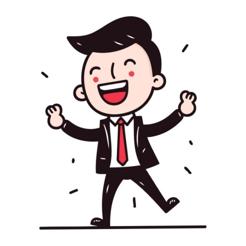 Businessman running with open arms. Vector illustration in carto