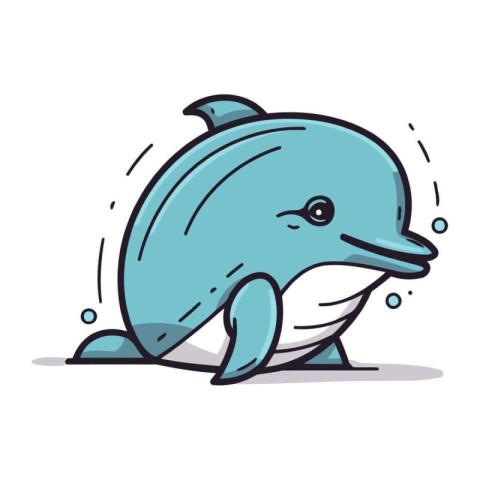 Cute dolphin cartoon. Vector illustration isolated on a white ba