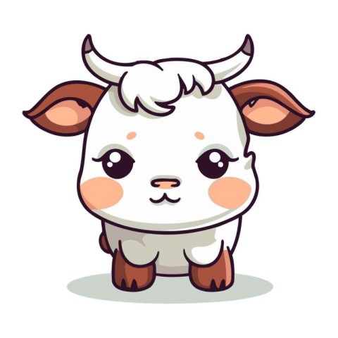 Cute cow cartoon character vector illustration. Cute farm animal