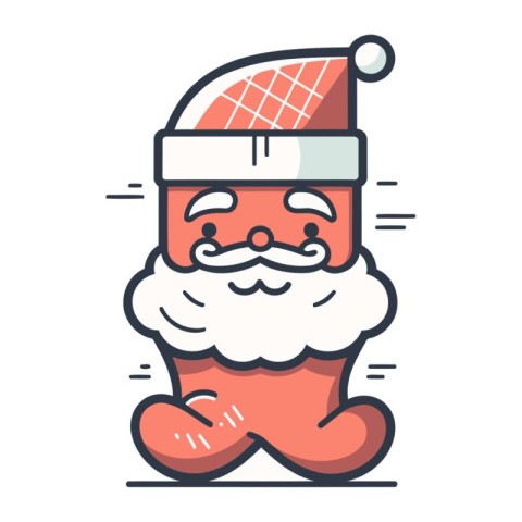 Santa Claus flat line art icon. Merry Christmas and Happy New Ye