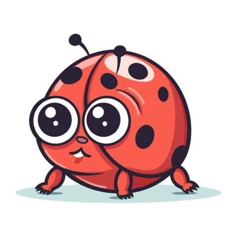 Cute cartoon ladybug with big eyes. Vector illustration isolated