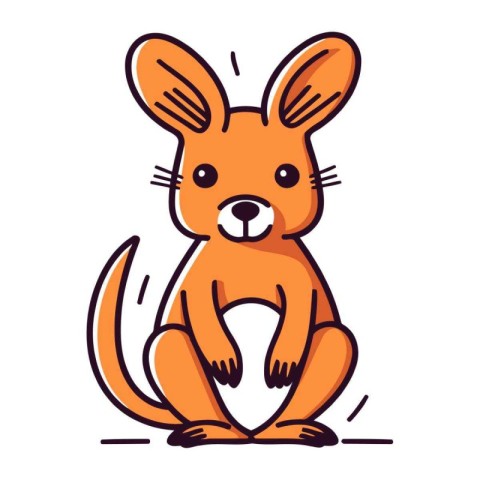 Cute kangaroo sitting on the ground. vector illustration.