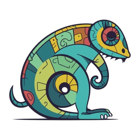 Cartoon chameleon. Vector illustration of a chameleon.