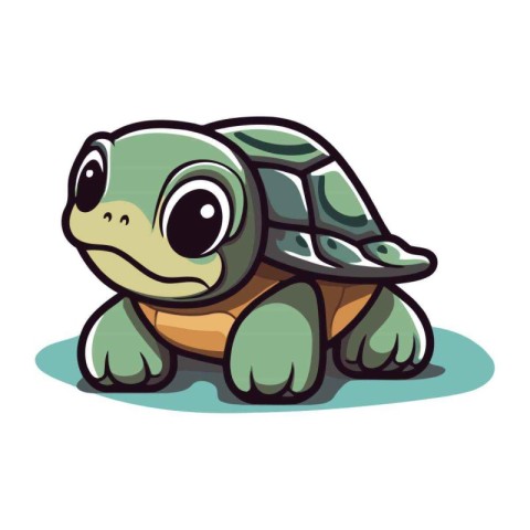 Cartoon turtle isolated on white background. Vector illustration