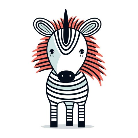 Zebra doodle. Cute cartoon zebra. Vector illustration.