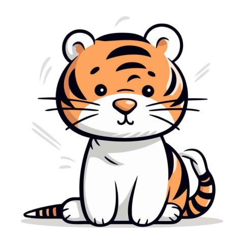 Cute tiger. Vector illustration of a tiger. Cartoon character.