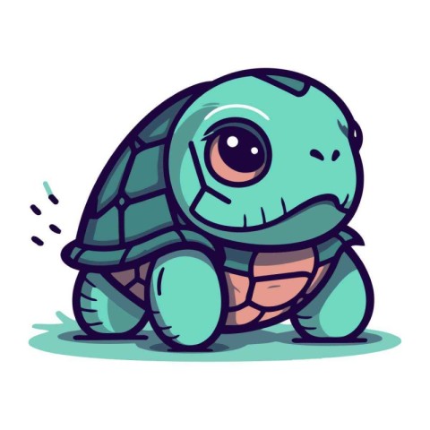 Cartoon turtle. Vector illustration of a cute tortoise isolated