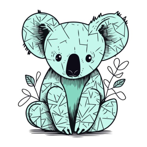 Cute koala. Hand drawn vector illustration in sketch style.