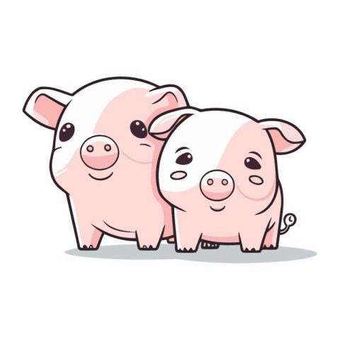 Pig family cartoon character. Vector illustration. Cute cartoon