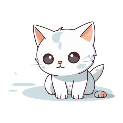 Cute cartoon cat. Vector illustration isolated on a white backgr