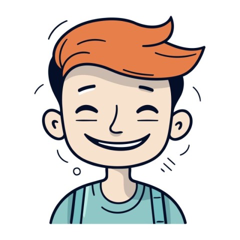 Smiling young man with red hair. Vector illustration in cartoon