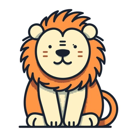 Cute lion icon. Vector illustration of a cute cartoon lion.