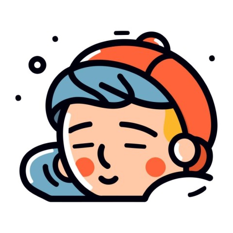 Vector illustration of a girl in a cap on a white background.