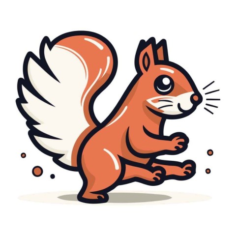 Squirrel running and jumping. Vector illustration in cartoon sty