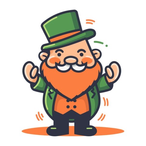 Cartoon leprechaun character. Vector illustration in a flat styl