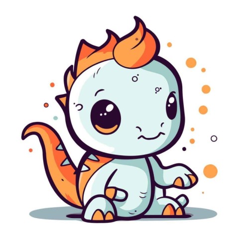 Cute cartoon dinosaur. Vector illustration isolated on a white b