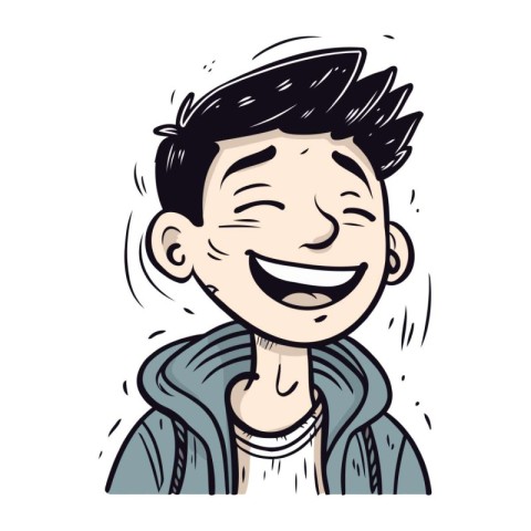 Vector illustration of a young man laughing. Hand drawn cartoon