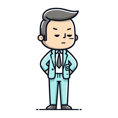 Character illustration design. Businessman in suit cartoon style