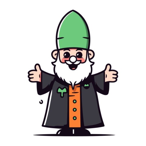 Cartoon funny gnome with ok hand sign. Vector illustration.