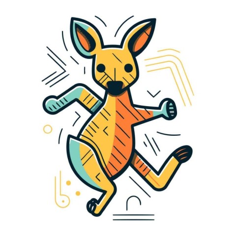 Running kangaroo. Cartoon kangaroo. Vector illustration.