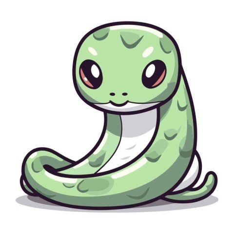 Cute green snake isolated on a white background. Vector illustra