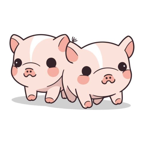 Piggy cartoon vector illustration. Cute cartoon pig character.