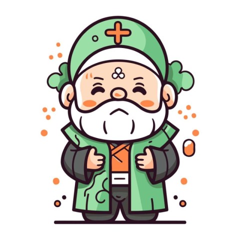 Cartoon old doctor character. Vector illustration in a flat styl