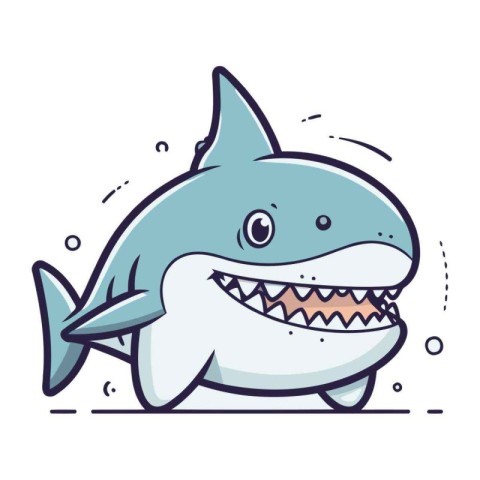 Cute cartoon shark character. Vector illustration of a funny sha