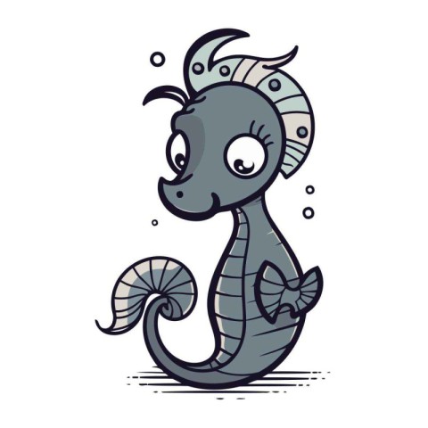 Cartoon sea horse. Vector illustration isolated on a white backg