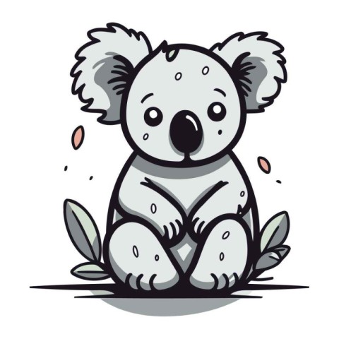 Cute koala sitting on the ground. Vector cartoon illustration.