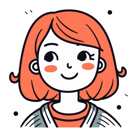 Cute little girl with red hair. Vector illustration in a flat st