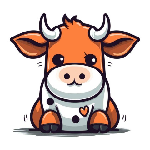 Cute cartoon cow isolated on a white background. Vector illustra