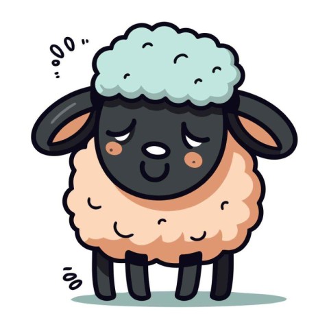 Sheep Cartoon Character Vector Illustration. Cute Sheep Farm Ani