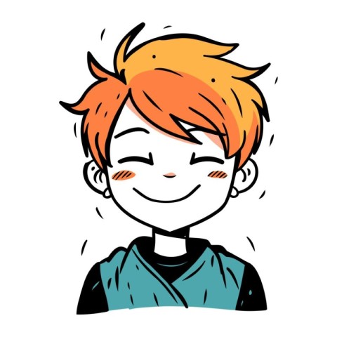 Vector illustration of a smiling red haired boy in casual clothe