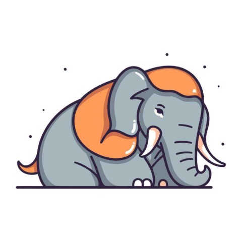 Cute cartoon elephant. Vector illustration isolated on a white b