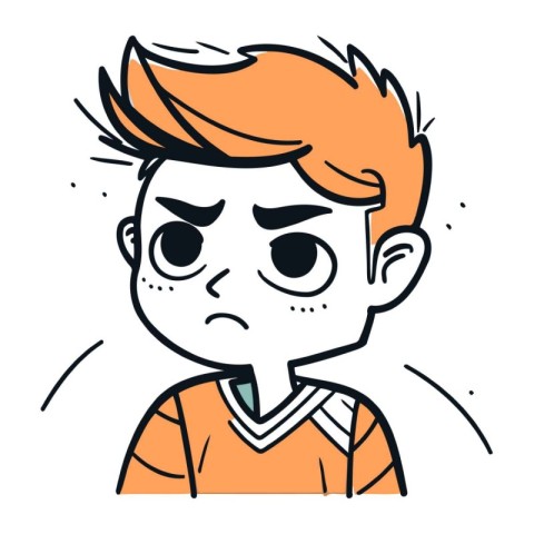 Angry cartoon boy. Vector illustration in doodle style.