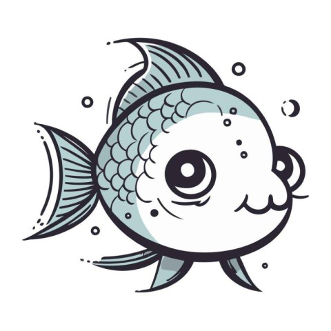 Cute cartoon fish. Vector illustration isolated on a white backg