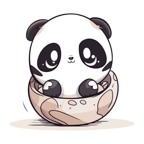 Cute panda in egg. Vector illustration. Cartoon style.