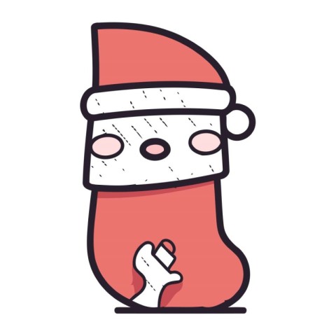 Cute christmas sock with santa hat vector illustration graphic d