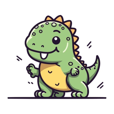 Cute cartoon dinosaur. Vector illustration. Isolated on white ba