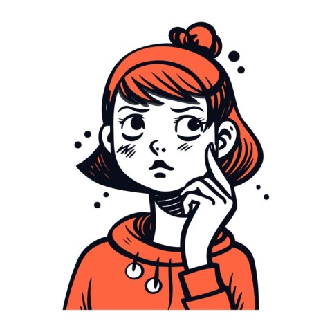 Vector illustration of a girl with a pimple on her face.