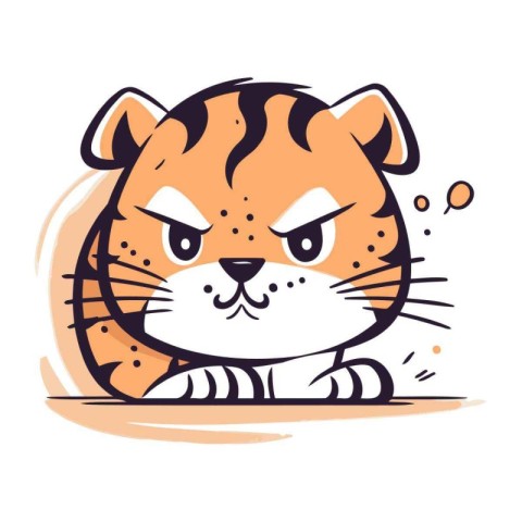 Cute cartoon tiger. Vector illustration isolated on a white back