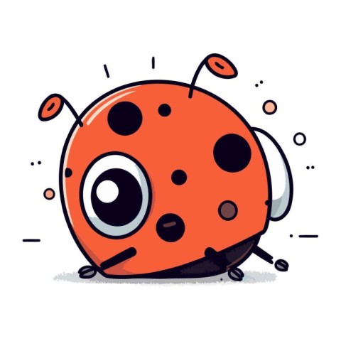 Cute cartoon ladybug. Vector illustration. Isolated on white bac