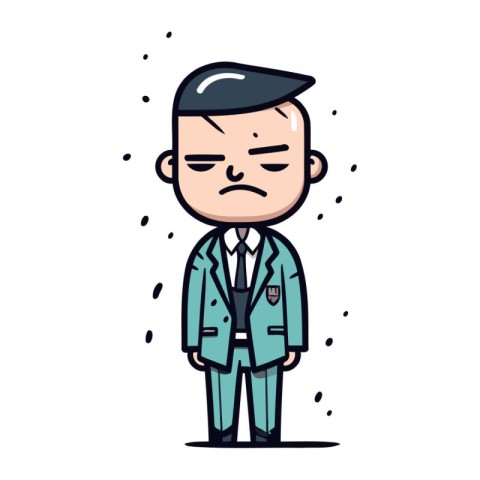 Sad Businessman Cartoon Character Vector Illustration. Businessm