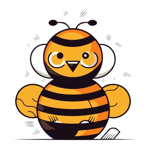 Cute cartoon bee isolated on a white background. Vector illustra